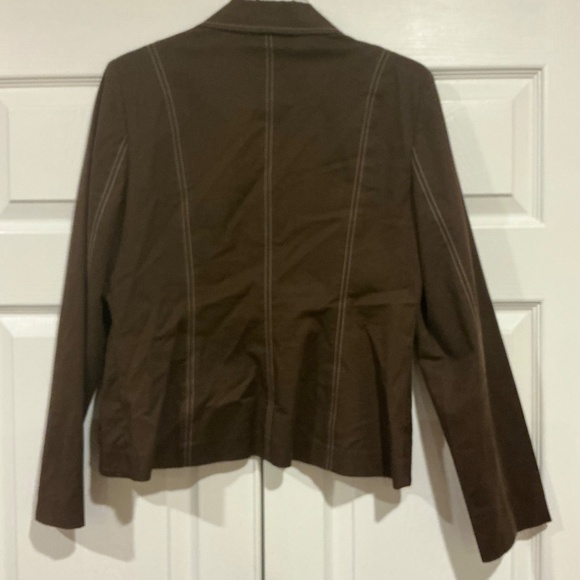 Ideology dark brown tailored jacket with white stitching size 8 - Picture 2 of 9
